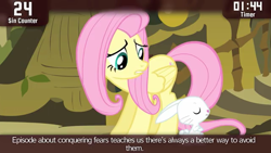 Size: 640x360 | Tagged: safe, screencap, angel bunny, fluttershy, pegasus, pony, filli vanilli, cinemare sins, cute