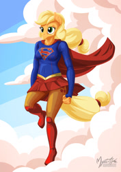 Size: 955x1351 | Tagged: safe, artist:mysticalpha, applejack, anthro, app-el, crossover, solo, supergirl