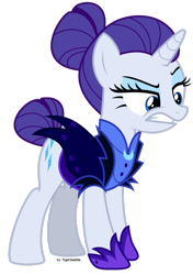 Size: 750x1066 | Tagged: safe, artist:tigerbeetle, rarity, pony, unicorn, the cutie re-mark, alternate timeline, angry, female, lightly watermarked, mare, night maid rarity, nightmare takeover timeline, simple background, solo, takeover, timeline, transparent background, upset, watermark