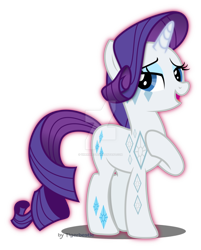Size: 802x996 | Tagged: safe, artist:tigerbeetle, rarity, pony, unicorn, bedroom eyes, cutie mark, cutie mark magic, diamond, diamonds, element of generosity, glow, glowing body, glowing horn, horn, lightly watermarked, pointing at self, proud, simple background, solo, transparent background, watermark
