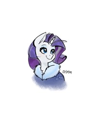 Size: 900x1200 | Tagged: safe, artist:siripim111, rarity, pony, unicorn, the last problem, bust, female, looking to side, looking to the right, mare, older, older rarity, portrait, simple background, smiling, solo, white background