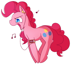 Size: 996x924 | Tagged: safe, artist:amazingmollusk, pinkie pie, earth pony, pony, heavy metal, korn, music, music notes, open mouth, pie daily, simple background, solo, transparent background