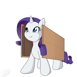 Size: 2000x2000 | Tagged: safe, artist:silverfox057, rarity, pony, unicorn, chocolate, cute, food, graham cracker, raribetes, rarity is a marshmallow, s'mores, simple background, solo, white background