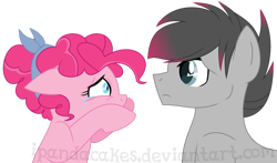 Size: 1002x590 | Tagged: safe, artist:ipandacakes, pinkie pie, oc, oc:frosting, pony, crying, female, male, mother and child, mother and son, offspring, parent and child, parent:pinkie pie, parent:pokey pierce, parents:pokeypie, simple background, stallion, transparent background