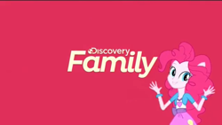 Size: 1136x640 | Tagged: safe, pinkie pie, dance magic, equestria girls, spoiler:eqg specials, clothes, discovery family logo, looking at you, ponied up, pony ears, promo, red background, simple background, solo, youtube link