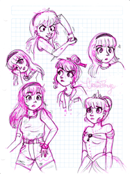 Size: 2396x3196 | Tagged: safe, artist:cosmicponye, derpibooru import, twilight sparkle, twilight sparkle (alicorn), alicorn, human, humanized, monochrome, sketch