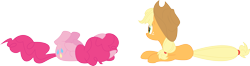 Size: 3595x943 | Tagged: safe, artist:porygon2z, applejack, pinkie pie, earth pony, pony, what about discord?, simple background, transparent background, vector