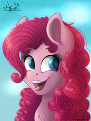 Size: 1524x2032 | Tagged: safe, artist:dragon-curse, artist:princesscrystal36, pinkie pie, earth pony, pony, bust, portrait, smiling, solo