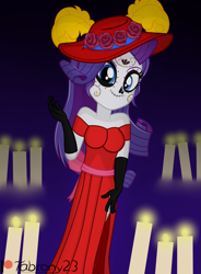 Size: 2066x2804 | Tagged: safe, artist:tabrony23, rarity, equestria girls, clothes, dia de los muertos, dress, high res, holiday, patreon, patreon logo, smiling, solo