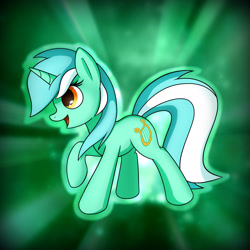 Size: 2550x2550 | Tagged: safe, artist:conniethecasanova, artist:flamevulture17, lyra heartstrings, pony, unicorn, female, mare, open mouth, raised hoof, smiling, solo