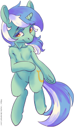 Size: 640x1107 | Tagged: safe, artist:onylex, lyra heartstrings, pony, unicorn, bipedal, featureless crotch, female, frog (hoof), lidded eyes, looking at you, mare, simple background, smiling, solo, transparent background, underhoof