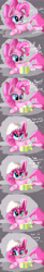 Size: 2300x14000 | Tagged: safe, artist:a8f12, artist:captainpudgemuffin, pinkie pie, earth pony, pony, absurd resolution, beanie, blue eyes, blushing, comic, cute, diapinkes, female, fluffy, happy, hat, mare, offscreen character, present, reference, solo, vulgar