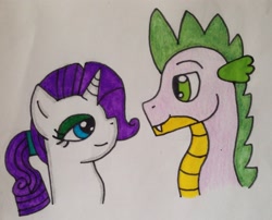 Size: 2020x1632 | Tagged: safe, artist:dragonpriness, rarity, spike, dragon, pony, unicorn, female, male, shipping, sparity, straight