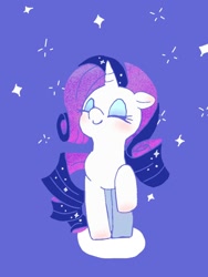 Size: 768x1024 | Tagged: safe, artist:_tenten_tenshi, rarity, pony, unicorn, cute, eyes closed, female, mare, purple background, raribetes, simple background, smiling, solo