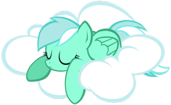 Size: 1024x631 | Tagged: safe, artist:petraea, lyra heartstrings, pegasus, pony, cloud, cute, eyes closed, female, hooves, lying on a cloud, mare, on a cloud, race swap, simple background, sleeping, solo, transparent background, vector, wings