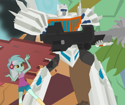 Size: 1024x858 | Tagged: safe, artist:mlp-trailgrazer, lyra heartstrings, equestria girls, autobot, super strength, topspin, transformers, weapon