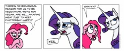 Size: 988x412 | Tagged: safe, artist:gingerfoxy, pinkie pie, rarity, pony, unicorn, pony comic generator, comic