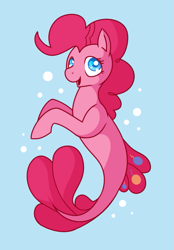 Size: 515x740 | Tagged: safe, artist:amazingmollusk, pinkie pie, seapony (g4), my little pony: the movie, blue background, pie daily, seaponified, seapony pinkie pie, simple background, solo, species swap, that pony sure does love being a seapony