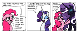 Size: 963x399 | Tagged: safe, artist:gingerfoxy, screencap, nightmare rarity, pinkie pie, rarity, pony, unicorn, pony comic generator, comic