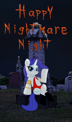 Size: 1816x3043 | Tagged: safe, artist:ejlightning007arts, rarity, pony, unicorn, boots, clothes, costume, crossover, graveyard, halloween, halloween costume, holiday, night, nightmare night, sexy, shoes, vampirella