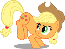 Size: 3490x2628 | Tagged: safe, artist:gurugrendo, applejack, earth pony, pony, bucking, simple background, solo, transparent background, vector