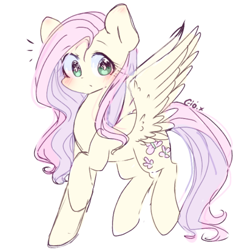 Size: 768x768 | Tagged: safe, artist:windymils, fluttershy, pegasus, pony, blushing, cute, looking at you, shyabetes, simple background, sketch, solo, white background