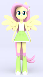 Size: 1080x1920 | Tagged: safe, artist:creatorofpony, artist:mkevinadam, fluttershy, equestria girls, 3d, clothes, ponied up, simple background, solo