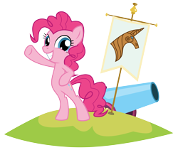 Size: 11857x10012 | Tagged: safe, artist:amarthgul, pinkie pie, earth pony, pony, absurd resolution, bipedal, flag, party cannon, simple background, solo, transparent background, vector