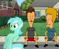 Size: 680x574 | Tagged: safe, edit, edited screencap, screencap, lyra heartstrings, beavis and butthead, crossover, meme, sitting, sitting lyra