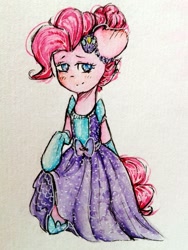 Size: 810x1080 | Tagged: safe, artist:zefirka, pinkie pie, pony, bipedal, clothes, dress, solo, traditional art