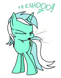 Size: 2670x3384 | Tagged: safe, artist:anyponedrawn, lyra heartstrings, pony, female, nostril flare, nostrils, pose, simple background, sneeze cloud, sneeze spray, sneezing, solo, spray, transparent background