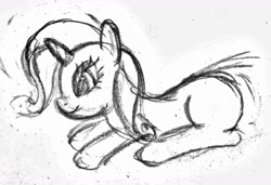 Size: 1700x1160 | Tagged: safe, artist:mfg637, rarity, pony, unicorn, lying, simple background, sketch, solo, traditional art