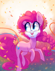 Size: 1088x1400 | Tagged: safe, artist:meekcheep, pinkie pie, earth pony, pony, braid, cute, dia de los muertos, diapinkes, face paint, looking at something, makeup, skull, smiling, solo