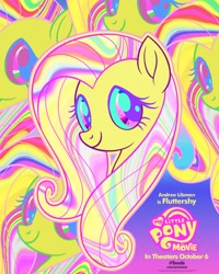 Size: 2000x2500 | Tagged: safe, fluttershy, pegasus, pony, my little pony: the movie, andrea libman, movie poster, my little pony logo, official, poster, solo