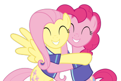 Size: 4472x3000 | Tagged: safe, artist:sollace, fluttershy, pinkie pie, earth pony, pegasus, pony, buckball season, .svg available, absurd resolution, buckball uniform, cute, diapinkes, hug, shyabetes, simple background, smiling, transparent background, vector