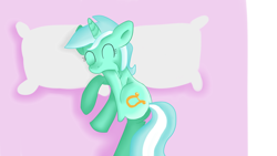 Size: 1280x720 | Tagged: safe, artist:jbond, lyra heartstrings, pony, unicorn, bed, commission, flexible, hoof in mouth, hoof sucking, pillow, sleeping, solo