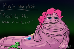 Size: 1500x1000 | Tagged: safe, artist:m_d_quill, pinkie pie, pony, crossover, female, hutt, jabba the hutt, pinkie the hutt, solo, star wars