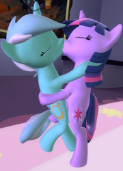 Size: 1080x1496 | Tagged: safe, artist:viranimation, lyra heartstrings, twilight sparkle, unicorn twilight, unicorn, 3d, female, lesbian, shipping, twyra