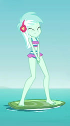 Size: 492x878 | Tagged: safe, screencap, lyra heartstrings, better together, equestria girls, turf war, barefoot, beach, clothes, cute, feet, lyrabetes, solo, swimsuit