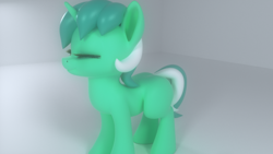 Size: 1920x1080 | Tagged: safe, artist:santiblocks, lyra heartstrings, 3d, eyes closed, missing cutie mark, simple background, solo, white background