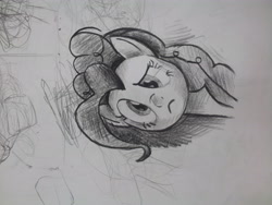 Size: 3264x2448 | Tagged: safe, artist:jchu9151, pinkie pie, earth pony, pony, spice up your life, bewildered, bust, cute, incredulous, monochrome, pencil drawing, portrait, puzzled, sideways image, solo, traditional art