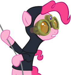 Size: 3218x3410 | Tagged: safe, artist:frownfactory, pinkie pie, earth pony, pony, not asking for trouble, .svg available, female, night vision goggles, pinkie spy, simple background, solo, stealth suit, svg, transparent background, vector