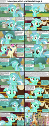 Size: 1282x3304 | Tagged: safe, bon bon, lyra heartstrings, sweetie drops, earth pony, pony, unicorn, comic:celestia's servant interview, background pony, caption, comic, cs captions, female, interview, mare, ponyville