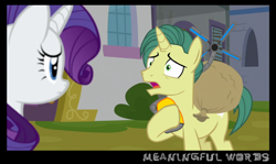 Size: 640x381 | Tagged: safe, edit, edited screencap, editor:niklaykin, screencap, rarity, pony, unicorn, comic, death stranding, female, hooves, horn, male, mare, open mouth, reference, screencap comic, stallion