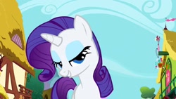 Size: 1280x720 | Tagged: safe, screencap, rarity, pony, unicorn, the ticket master, female, lidded eyes, mare, ponyville, solo