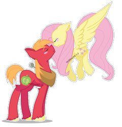 Size: 845x879 | Tagged: safe, artist:written145, big macintosh, fluttershy, earth pony, pegasus, pony, female, fluttermac, male, mare, shipping, simple background, stallion, straight, transparent background