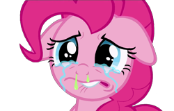 Size: 1194x766 | Tagged: safe, artist:trini-mite, edit, pinkie pie, pony, rock solid friendship, crying, cute, floppy ears, lip bite, simple background, snot, solo, transparent background, vector
