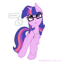 Size: 1024x1024 | Tagged: safe, artist:suenden-hund, derpibooru import, twilight sparkle, twilight sparkle (alicorn), alicorn, pony, cross of st peter, female, glasses, hipster, inverted cross, mare, necklace, simple background, solo, speech bubble, swag, transparent background