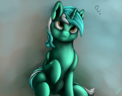 Size: 1024x806 | Tagged: safe, artist:com3tfire, lyra heartstrings, pony, unicorn, confused, solo