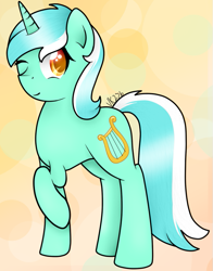 Size: 613x782 | Tagged: safe, artist:cinnamonaurora, lyra heartstrings, pony, unicorn, female, mare, simple background, solo